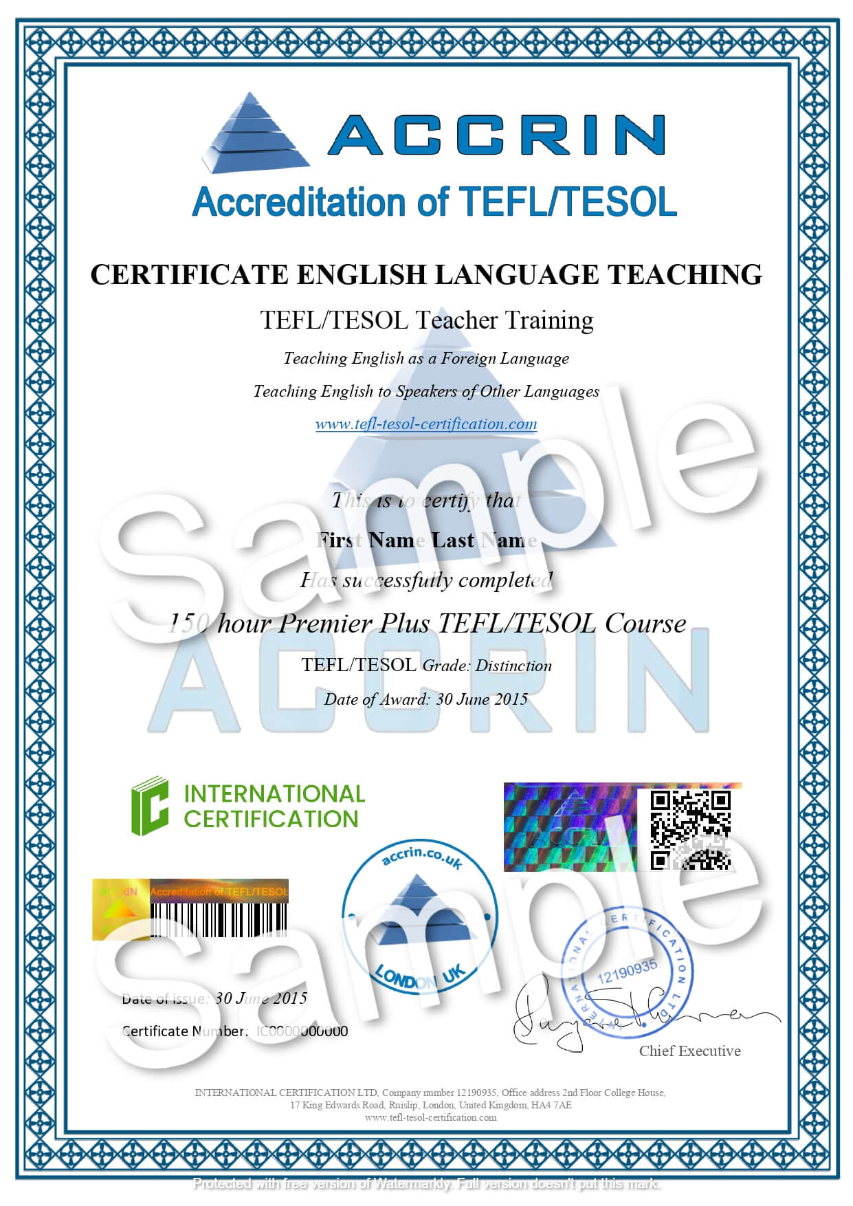 TEFL/TESOL certificate