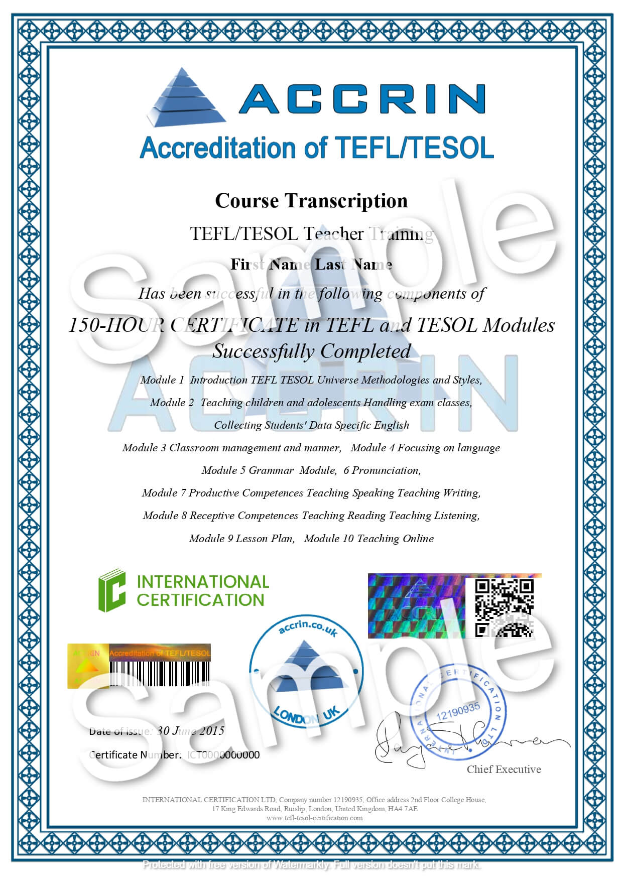 Transcript of the TEFL & TESOL course 