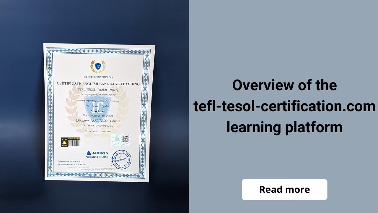 Overview of the TEFL-TESOL-Certification.com learning platform