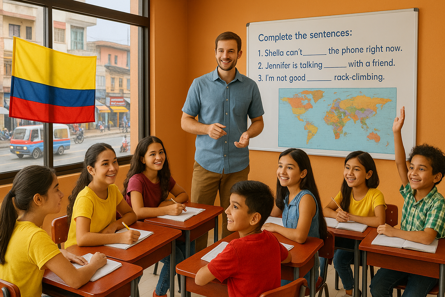English lesson in a Colombian classroom